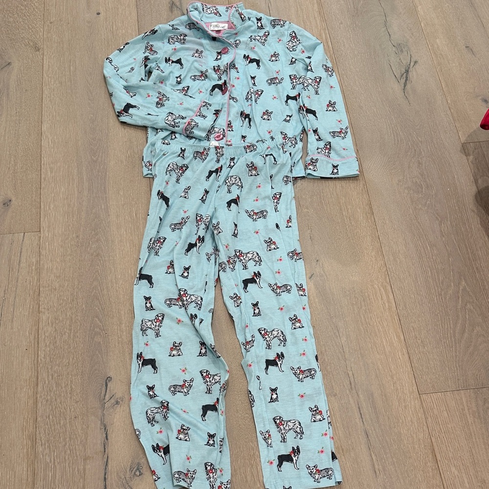 P.J. Salvage Blue and Pink Dog Print Pajama Set